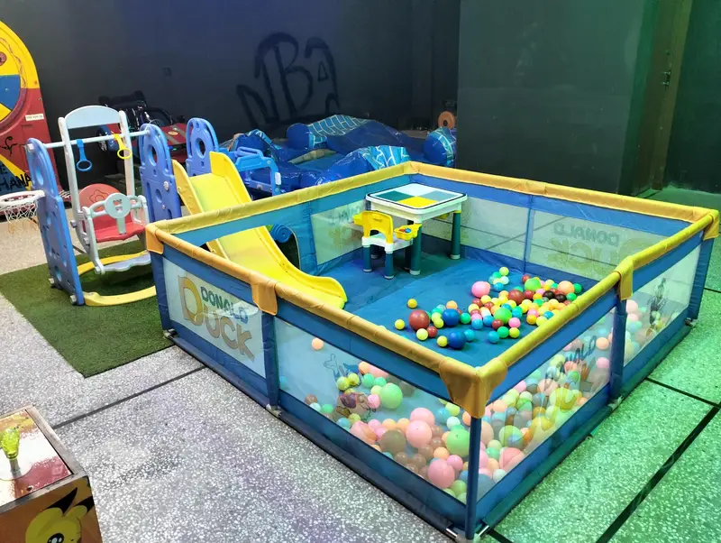 Playpen for Kids(size: 6ft x 6ft) | Soft Play Area| Slides | Kids Zone
